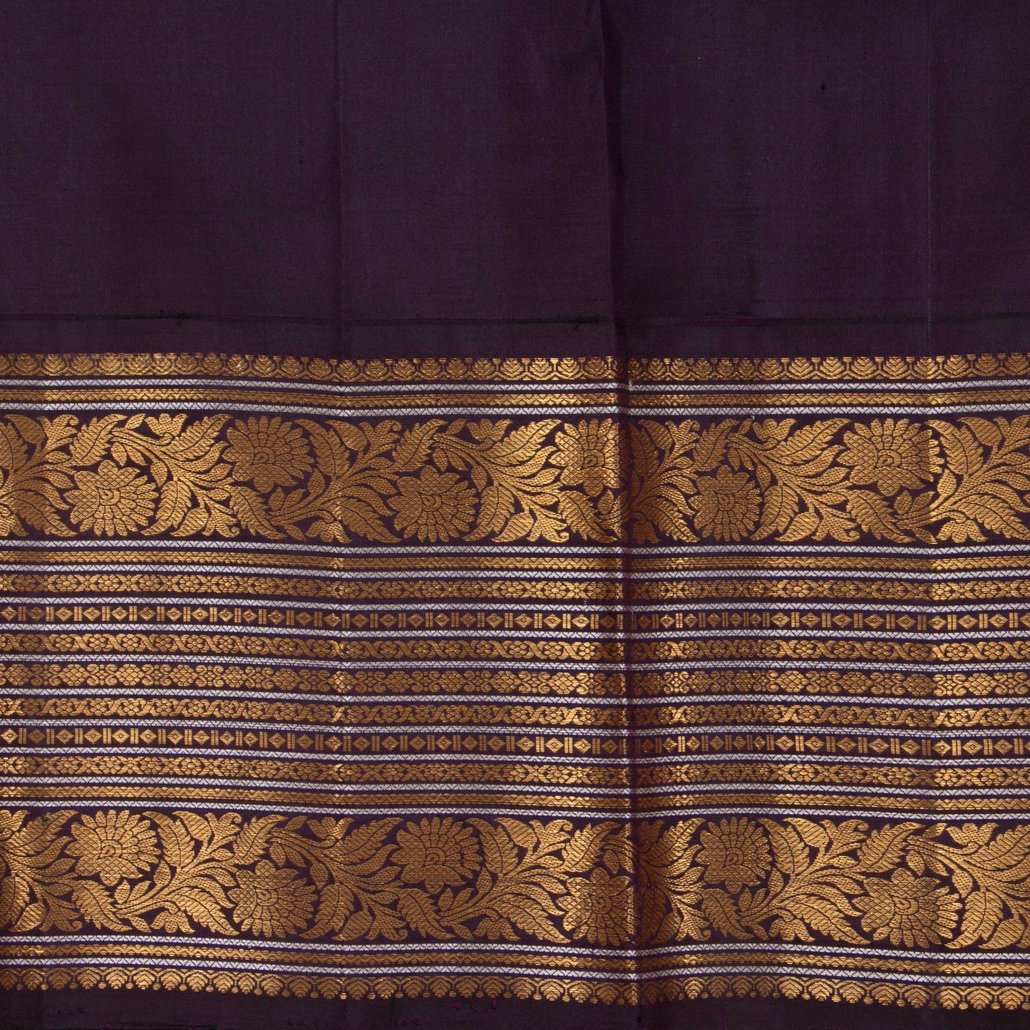 Yellow And Brown Kanchipuram Silk Saree With  Border Handwoven Pure Silk For Festive Wear PV J 2591