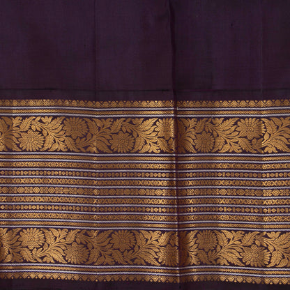 Yellow And Brown Kanchipuram Silk Saree With  Border Handwoven Pure Silk For Festive Wear PV J 2591