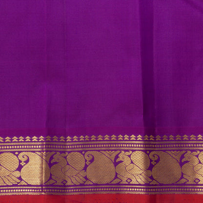 Purple And Magenta Kanchipuram Silk Saree With Small Border Handwoven Pure Silk For Festive Wear PV J 4505