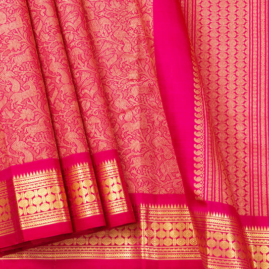Pink Kanchipuram Silk Saree Vanasingaram For Wedding Wear PV ABI 3363
