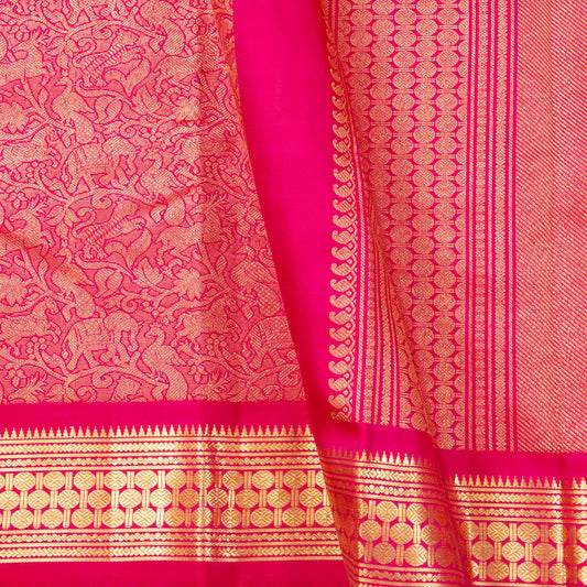 Pink Kanchipuram Silk Saree Vanasingaram For Wedding Wear PV ABI 3363