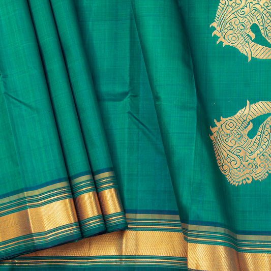 Green Kanchipuram Silk Saree For Festive Wear PV ABI 642
