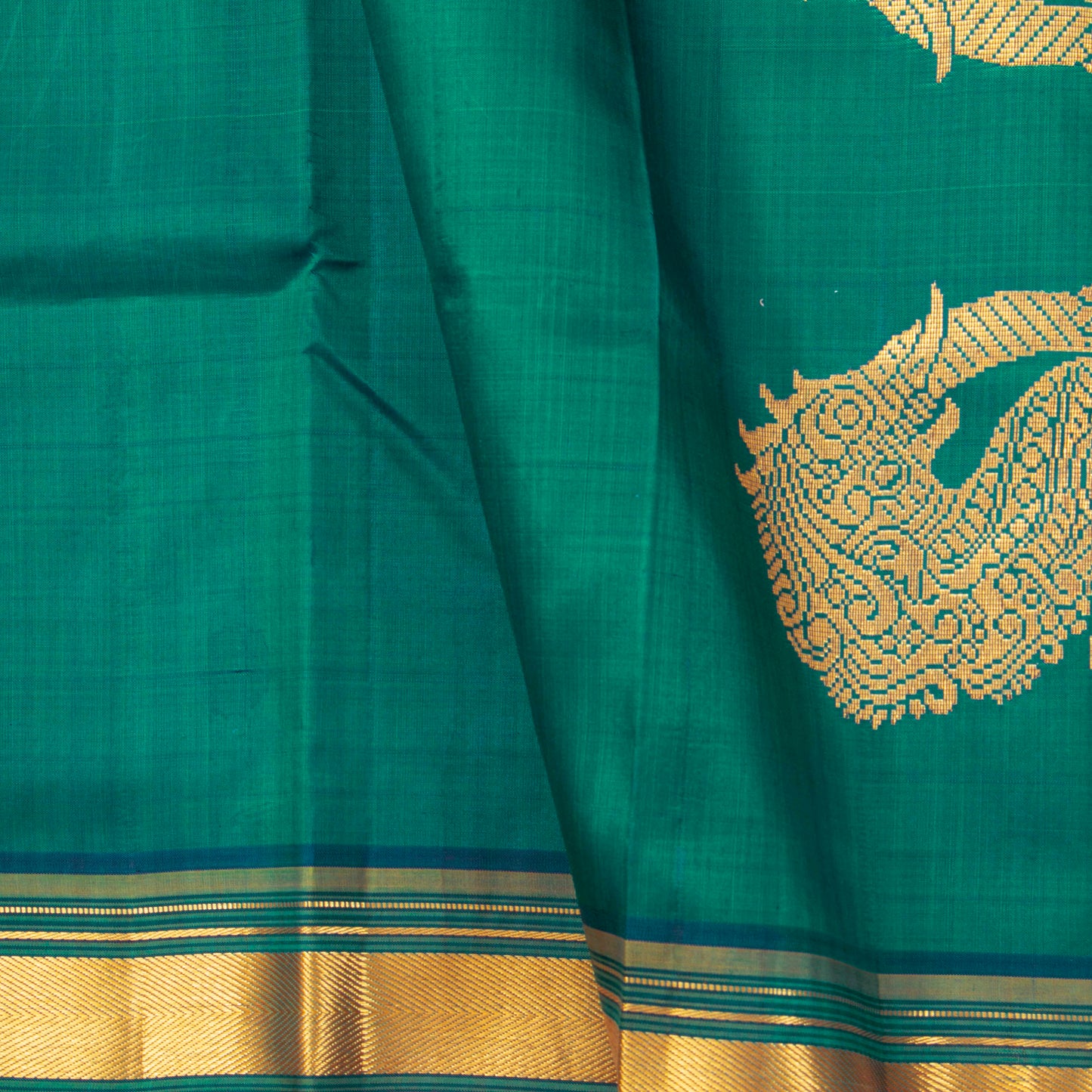 Green Kanchipuram Silk Saree For Festive Wear PV ABI 642