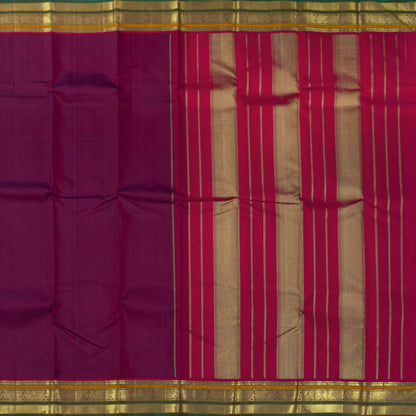 Magenta And Pink Kanchipuram Silk Saree With Medium Border Handwoven Pure Silk For Festive Wear PV J 4504