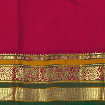 Magenta And Pink Kanchipuram Silk Saree With Medium Border Handwoven Pure Silk For Festive Wear PV J 4504