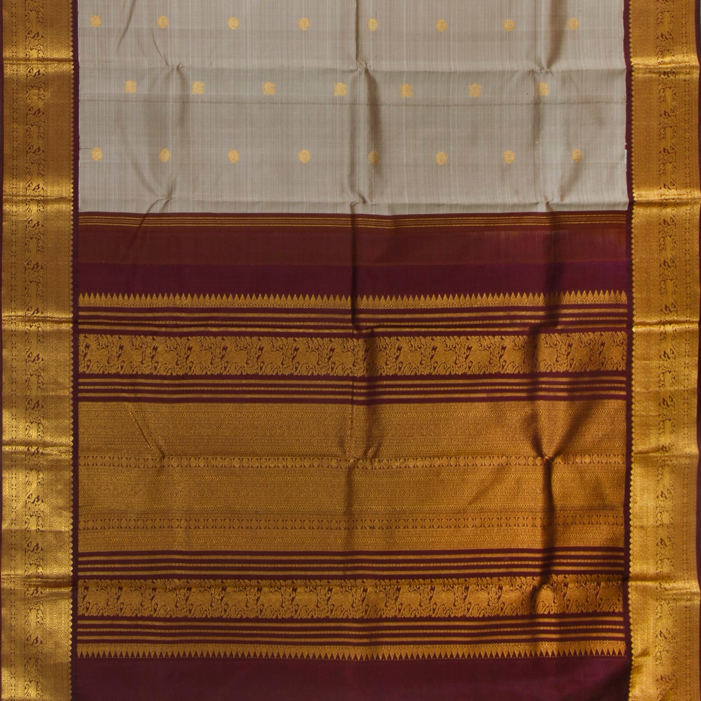 Grey And Brown Handwoven Pure Silk Pure Zari For Festive Wear PV J 3289