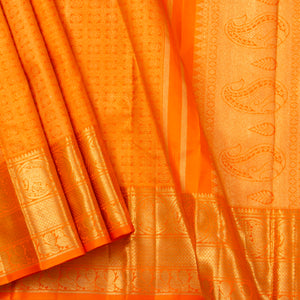 Orange Kanchipuram Silk Saree For Wedding Wear PV NYC 1386