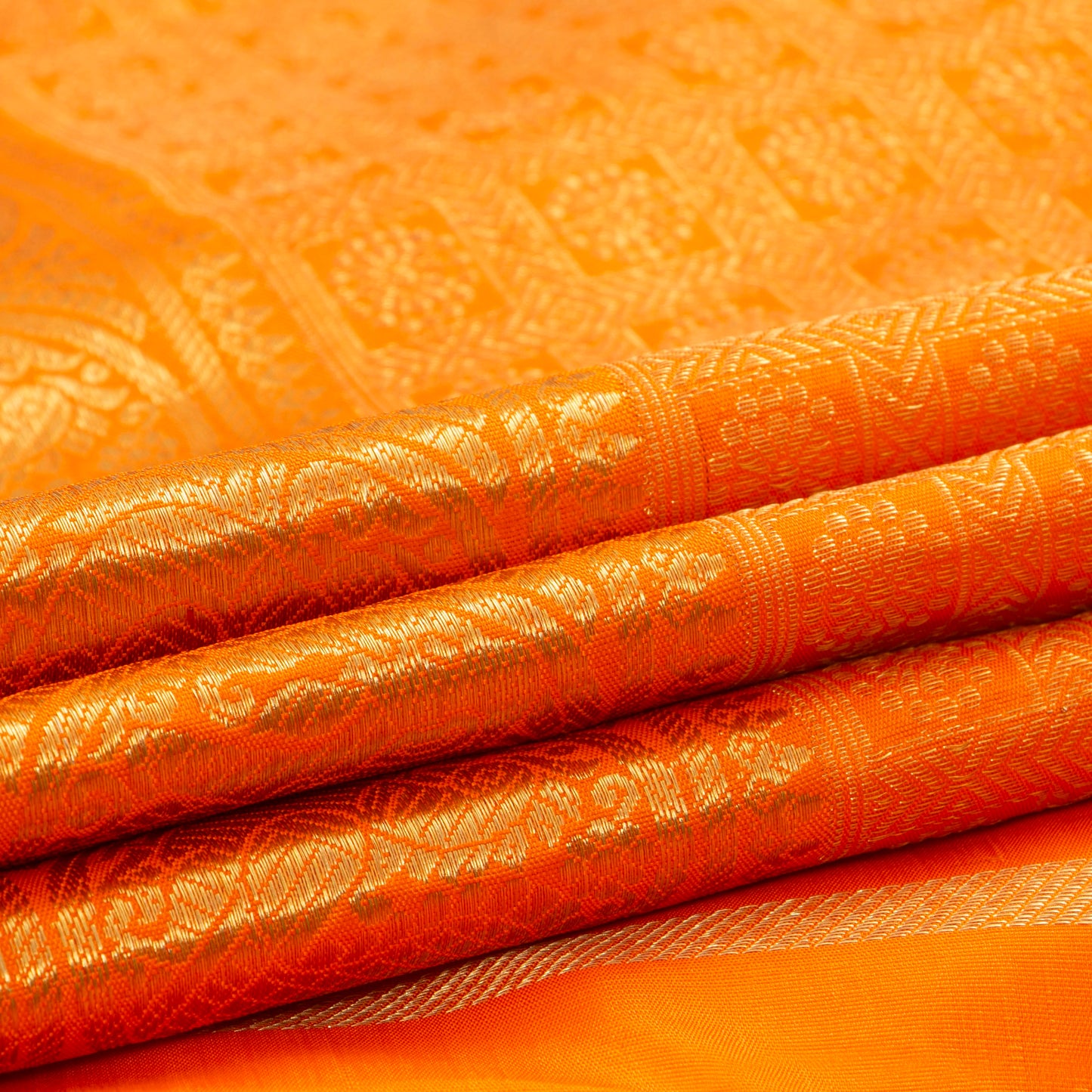 Orange Kanchipuram Silk Saree For Wedding Wear PV NYC 1386