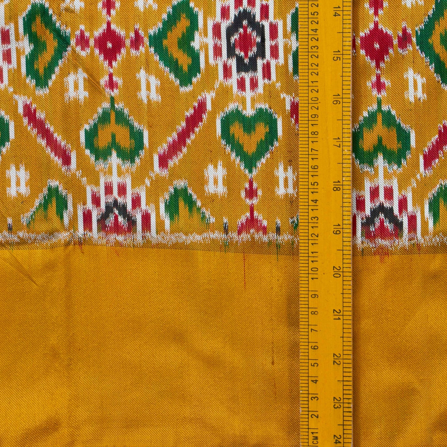 Mustard And Yellow Double Ikkat Pochampally Silk Saree For Festive Wear PIK 384