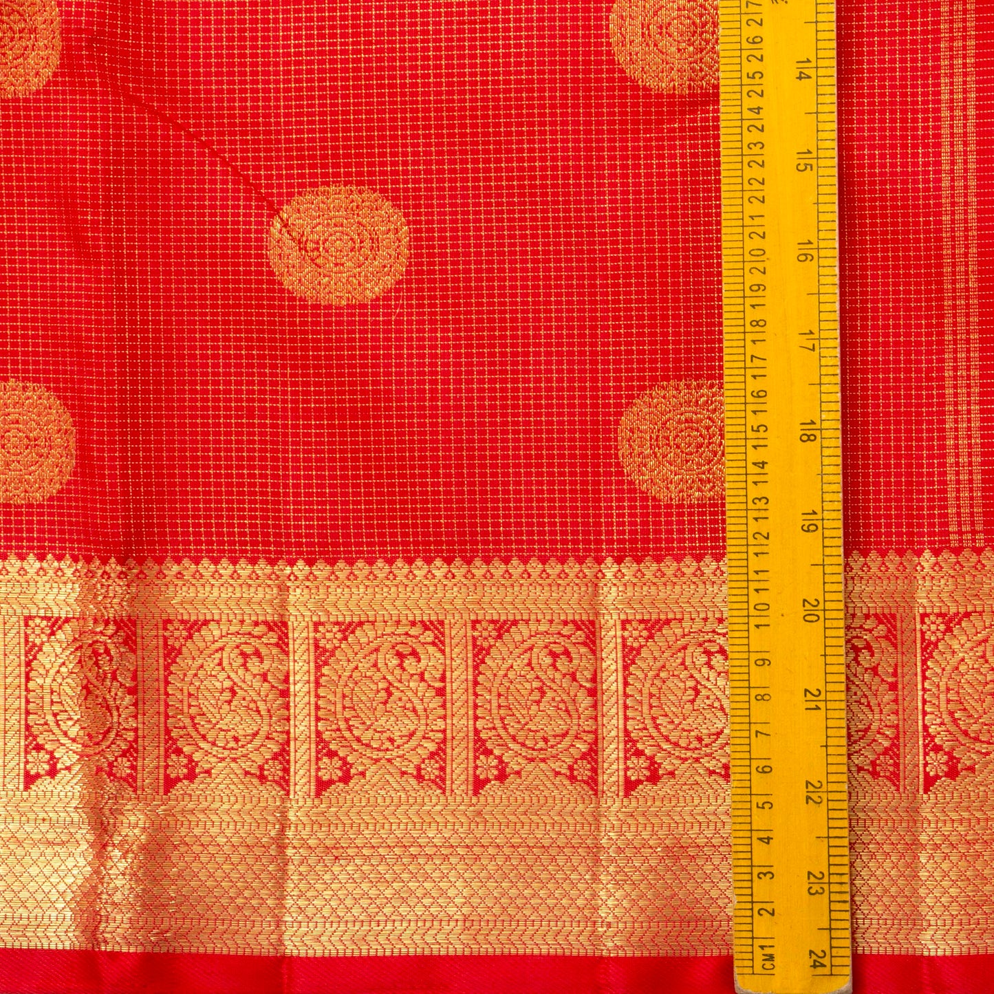 Red Kanchipuram Silk Saree For Wedding Wear PV NYC 1352