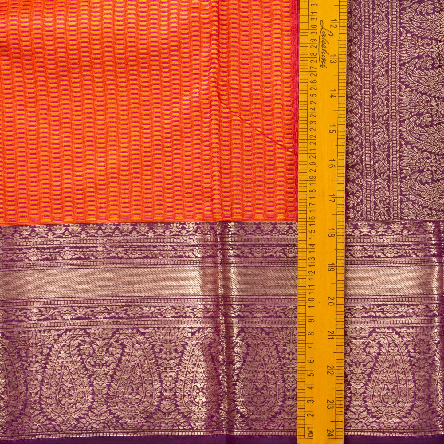 Orange And Purple Kanchipuram Silk Saree For Festive Wear PV NYC 1310