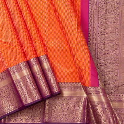 Orange And Purple Kanchipuram Silk Saree For Festive Wear PV NYC 1310