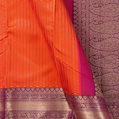 Orange And Purple Kanchipuram Silk Saree For Festive Wear PV NYC 1310