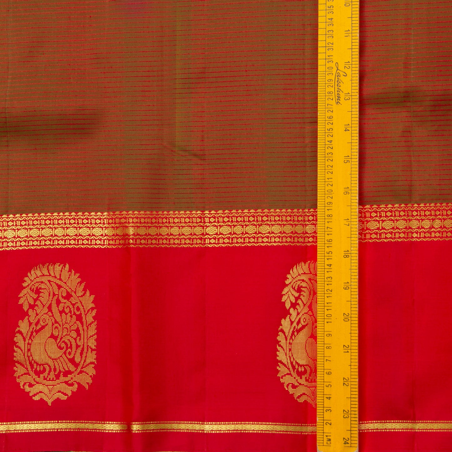 Manthulir Green And Red Kanchipuram Silk Saree For Festive Wear PV NYC 1432