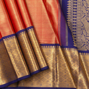 Red And Navy Blue Kanchipuram Silk Saree For Wedding Wear PV NYC 1394