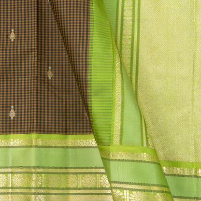 Black And Green Kanchipuram Silk Saree For Wedding Wear PV VL 41