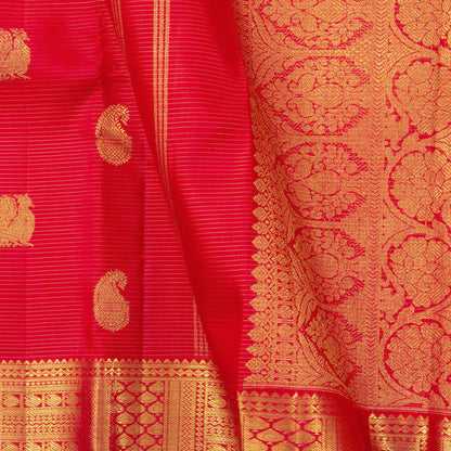 Red Kanchipuram Silk Saree For Wedding Wear PV NYC 1303