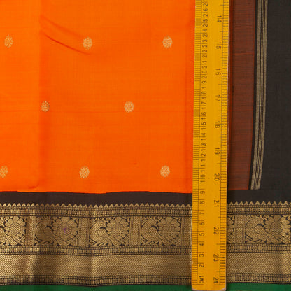 Orange And Black Kanchipuram Silk Saree For Wedding Wear PV NYC 1363