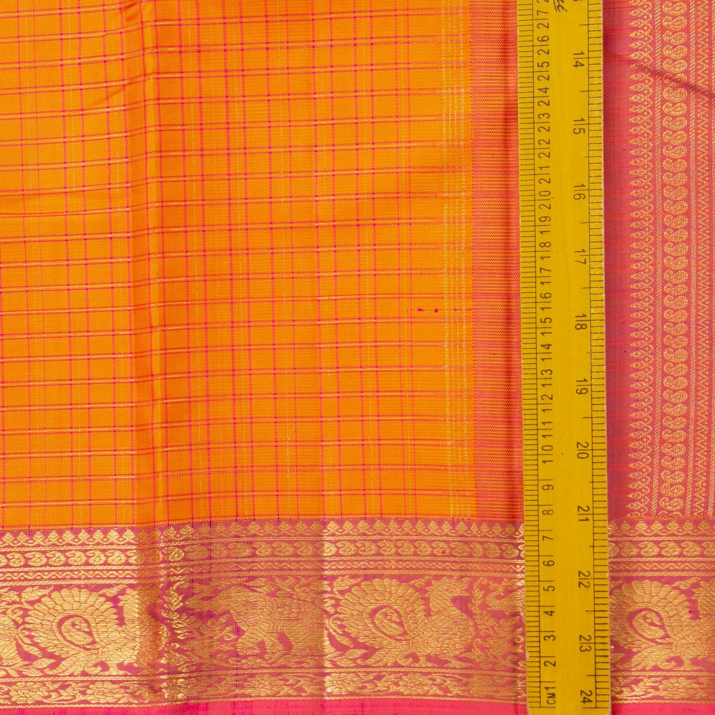 Orange And Pink Kanchipuram Silk Saree For Wedding Wear PV NYC 1334