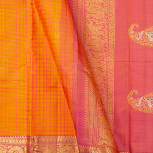 Orange And Pink Kanchipuram Silk Saree For Wedding Wear PV NYC 1334