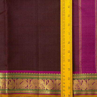 Brown And Magenta Kanchipuram Silk Saree For Wedding Wear PV NYC 1428