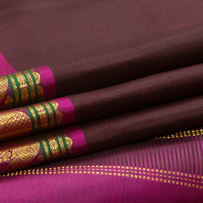 Brown And Magenta Kanchipuram Silk Saree For Wedding Wear PV NYC 1428