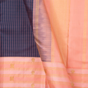 Blue And Pastel Peach Kanchipuram Silk Saree For Festive Wear PV NYC 1302