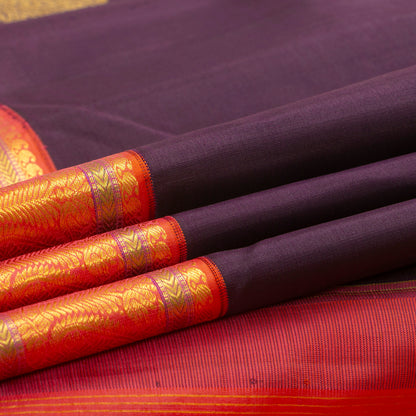 Brown And Orange Kanchipuram Silk Saree For Wedding Wear PV NYC 1262