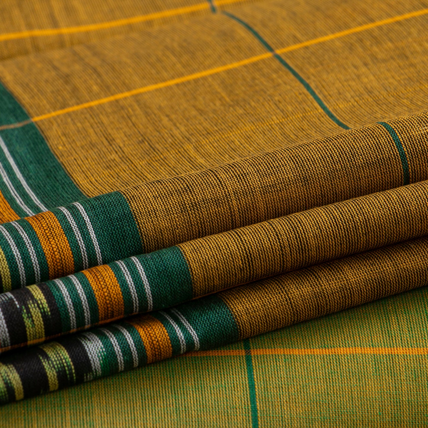 Brown And Green Pochampally Ikkat Cotton Saree For Office Wear PV SC 212