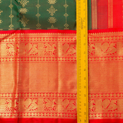 Green And Red Kanchipuram Silk Saree For Wedding Wear PV NYC 1387