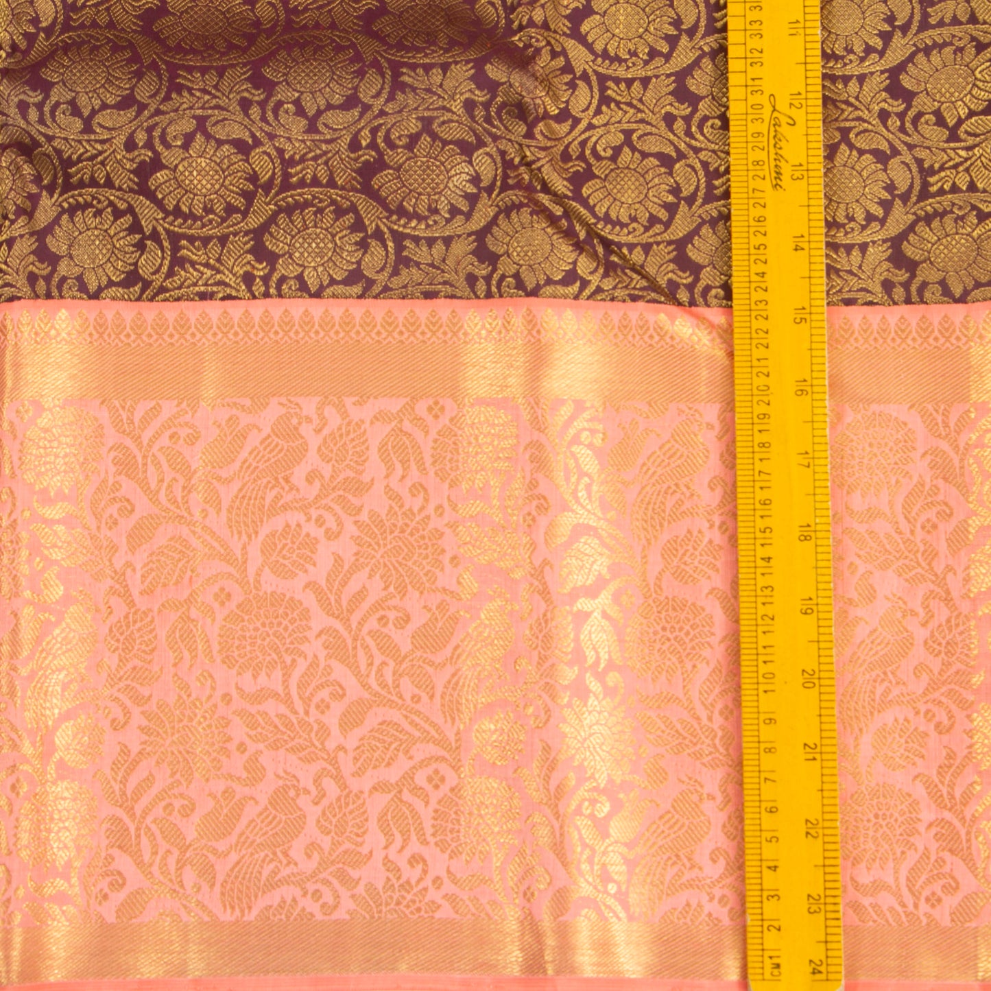 Brown And Pastel Pink Kanchipuram Silk Saree For Wedding Wear PV NYC 1398