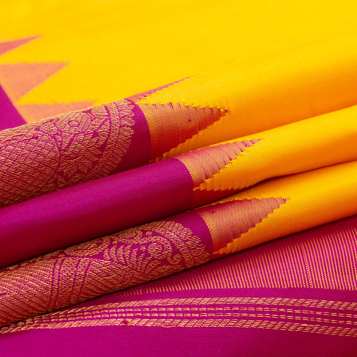 Yellow And Magenta Kanchipuram Silk Saree For Wedding Wear PV NYC 1300