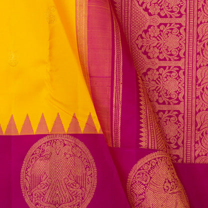 Yellow And Magenta Kanchipuram Silk Saree For Wedding Wear PV NYC 1300