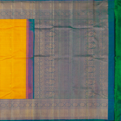 Yellow And Mayilkazhuthu Blue Kanchipuram Silk Saree For Wedding Wear PV NYC 1259