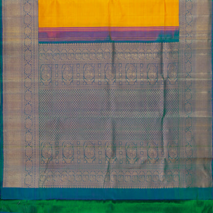 Yellow And Mayilkazhuthu Blue Kanchipuram Silk Saree For Wedding Wear PV NYC 1259