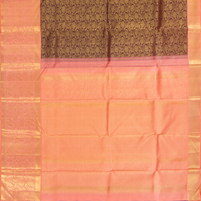 Brown And Pastel Pink Kanchipuram Silk Saree For Wedding Wear PV NYC 1398