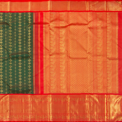 Green And Red Kanchipuram Silk Saree For Wedding Wear PV NYC 1387