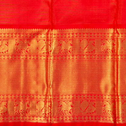 Green And Red Kanchipuram Silk Saree For Wedding Wear PV NYC 1387