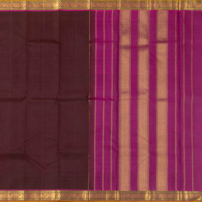 Brown And Magenta Kanchipuram Silk Saree For Wedding Wear PV NYC 1428