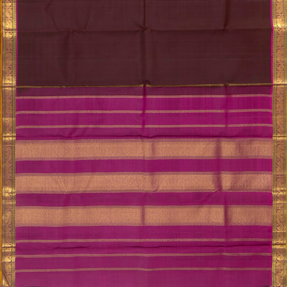 Brown And Magenta Kanchipuram Silk Saree For Wedding Wear PV NYC 1428