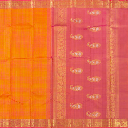 Orange And Pink Kanchipuram Silk Saree For Wedding Wear PV NYC 1334