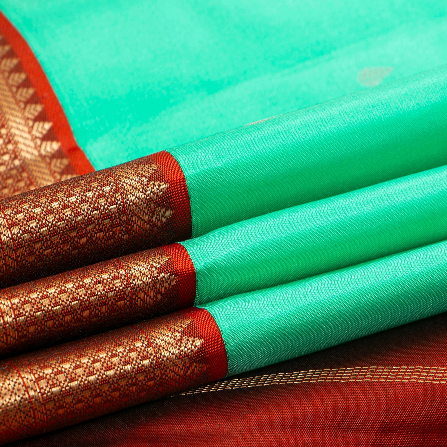 Seafoam Green And Maroon Kanchipuram Silk Saree For Festive Wear PV MEN 182 - - Panjavarnam PV MEN 182