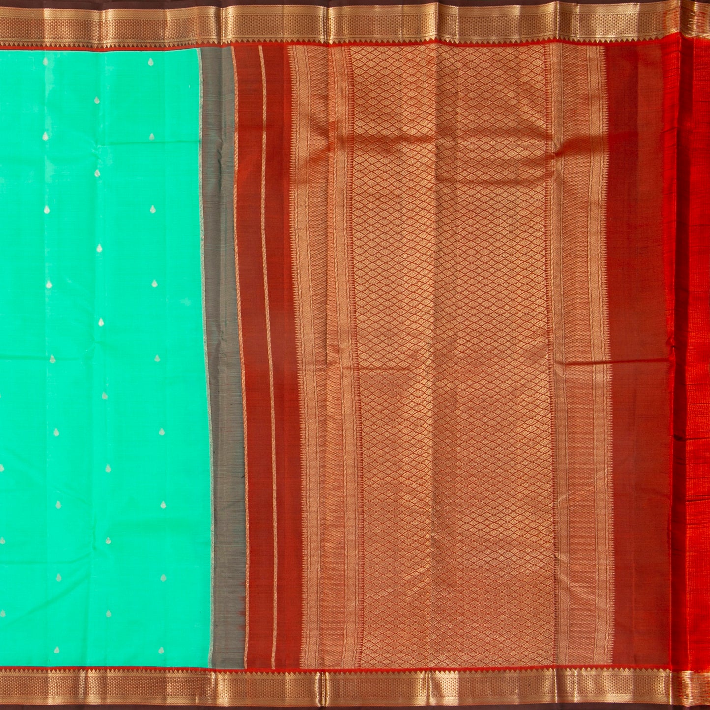 Seafoam Green And Maroon Kanchipuram Silk Saree For Festive Wear PV MEN 182 - - Panjavarnam PV MEN 182