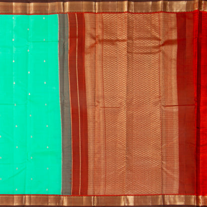 Seafoam Green And Maroon Kanchipuram Silk Saree For Festive Wear PV MEN 182 - - Panjavarnam PV MEN 182