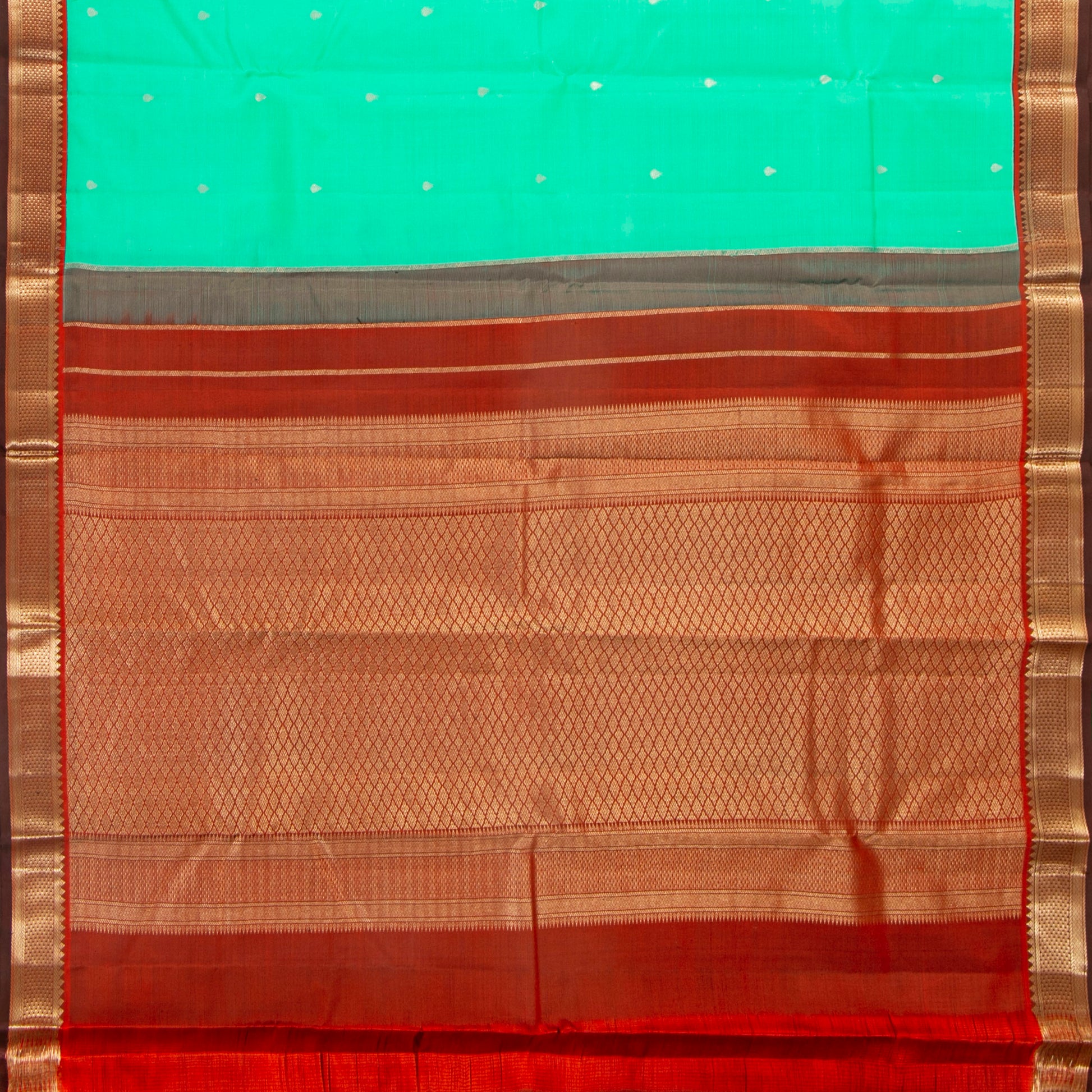 Seafoam Green And Maroon Kanchipuram Silk Saree For Festive Wear PV MEN 182 - - Panjavarnam PV MEN 182