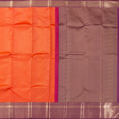 Orange And Purple Kanchipuram Silk Saree For Festive Wear PV NYC 1310