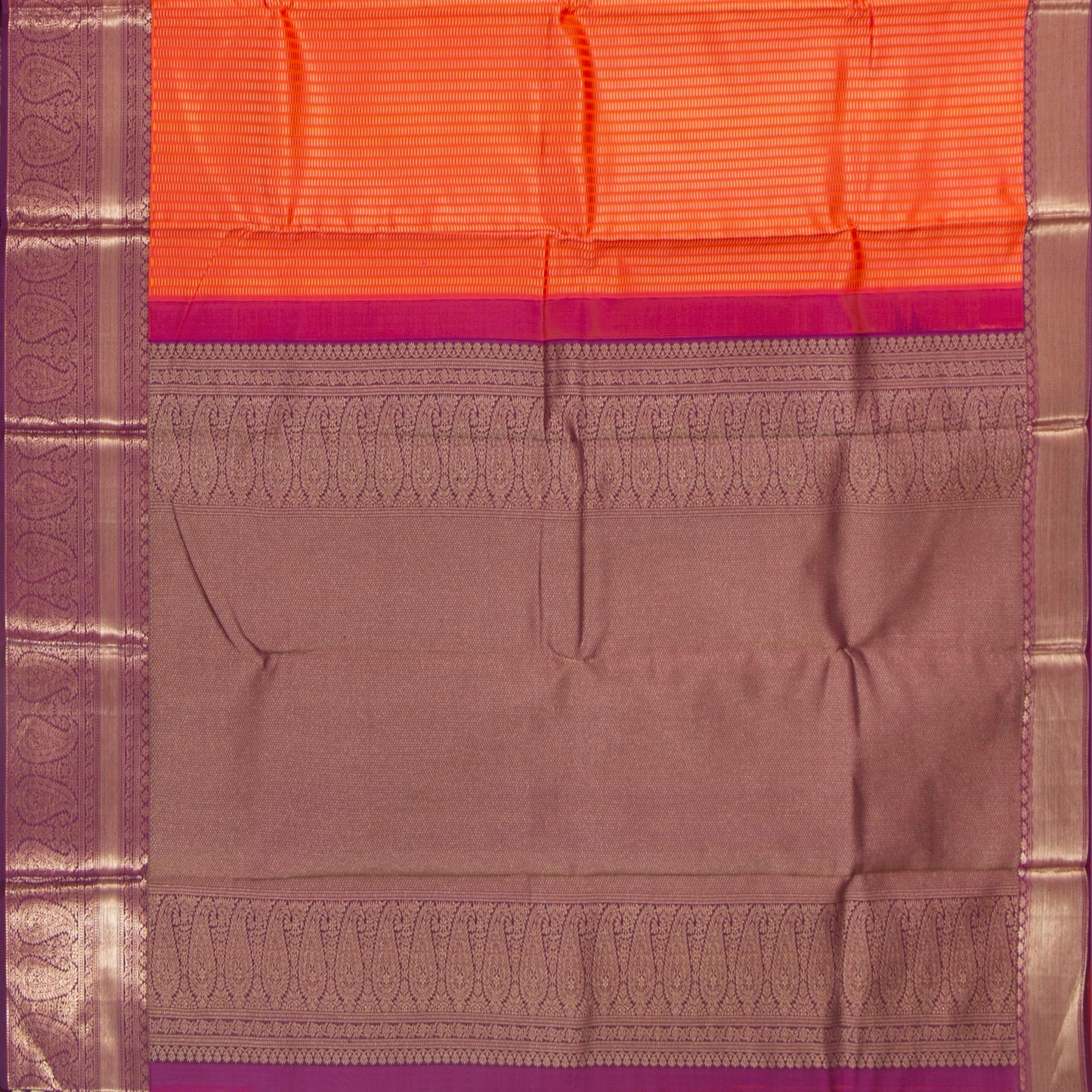 Orange And Purple Kanchipuram Silk Saree For Festive Wear PV NYC 1310