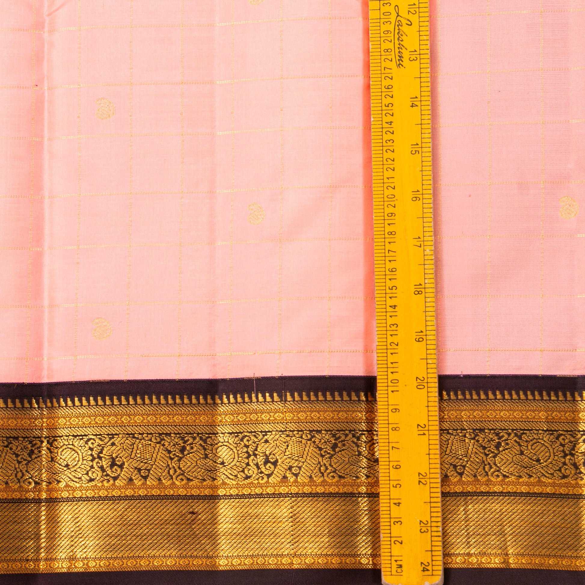 Pastel Pink And Coffee Brown Kanchipuram Silk Saree For Festive Wear PV MEN 184 - - Panjavarnam PV MEN 184