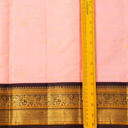 Pastel Pink And Coffee Brown Kanchipuram Silk Saree For Festive Wear PV MEN 184 - - Panjavarnam PV MEN 184