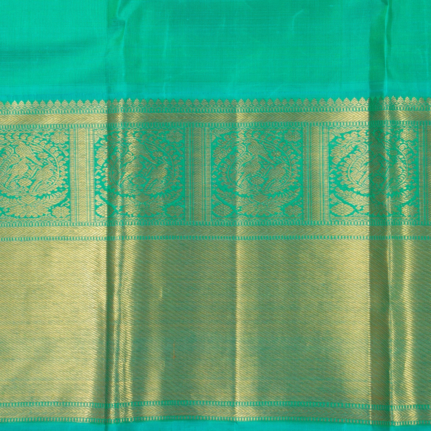 Brown And Sea Green Kanchipuram Silk Saree For Wedding Wear PV NYC 1366